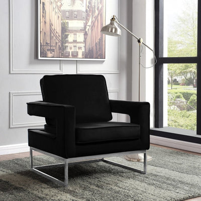 8-Bit Accent Chair In Black Velvet Fabric - IF-6851