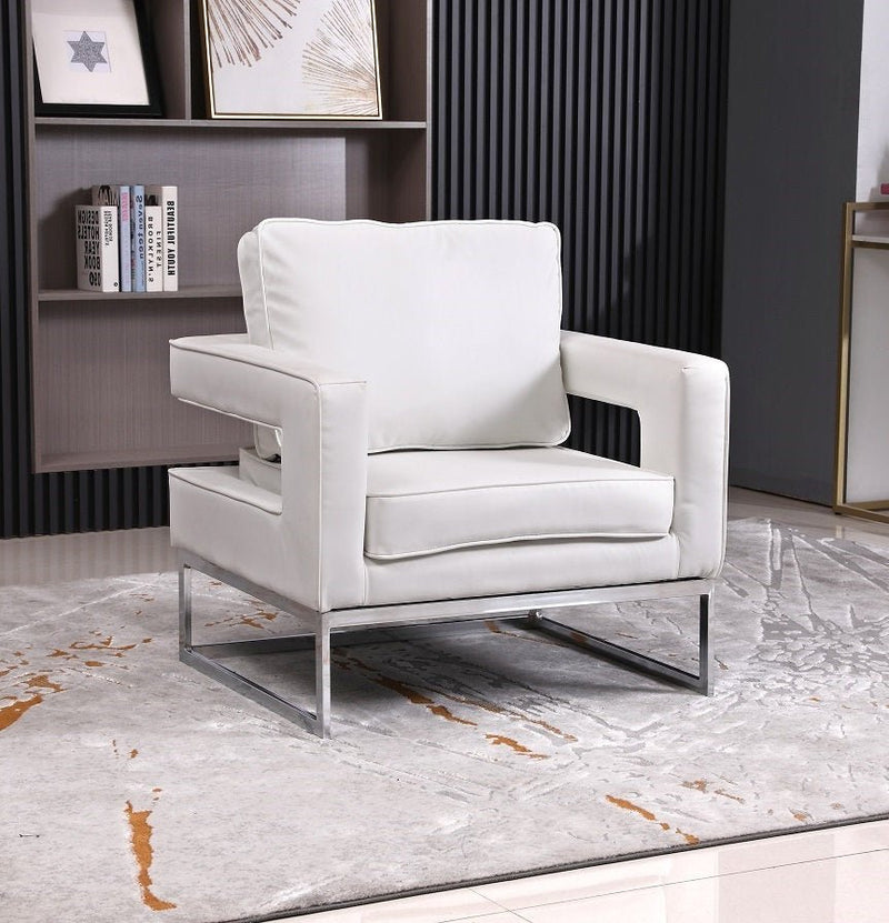 8-Bit Accent Chair In White Leather - IF-6861