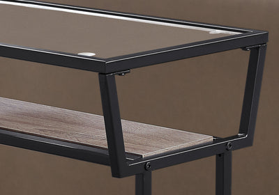 Accent Table - 22"H / Dark Taupe / Black / Tempered Glass - I 2067