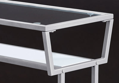 Accent Table - 22"H / White / Silver / Tempered Glass - I 2068