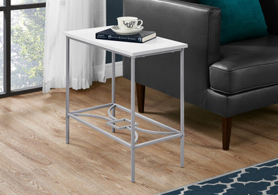 Accent Table - 22"H / White / Silver Metal - I 2077