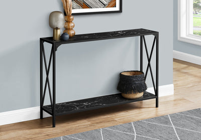 Accent Table - 48"L / Black Marble / Black Hall Console - I 2126