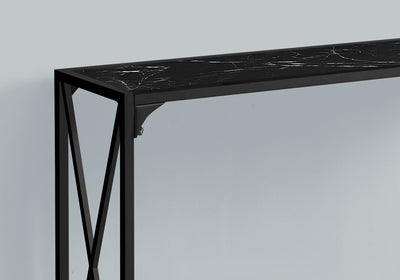 Accent Table - 48"L / Black Marble / Black Hall Console - I 2126
