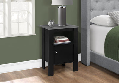 Accent Table - Black / Grey Top Night Stand With Storage - I 2134