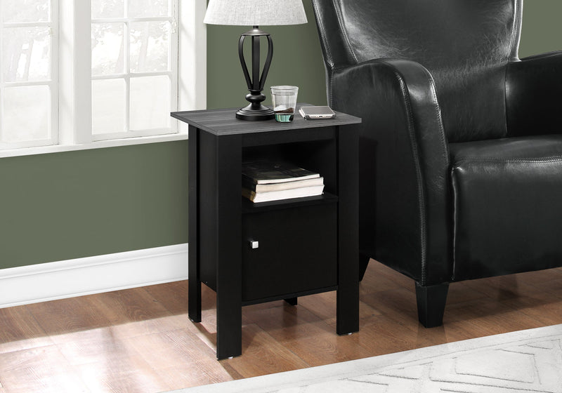 Accent Table - Black / Grey Top Night Stand With Storage - I 2134