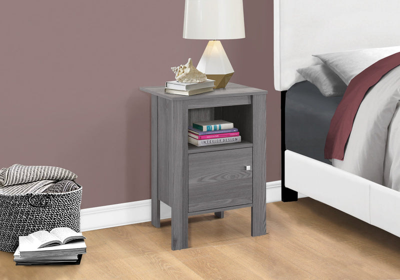 Accent Table - Grey Night Stand With Storage - I 2138