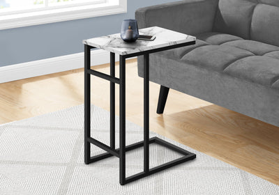 Accent Table - 24"H / White Marble / Black Metal - I 2173