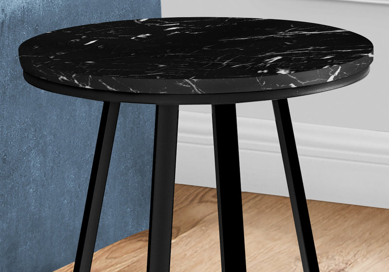 Accent Table - 22"H / Black Marble / Black Metal - I 2179