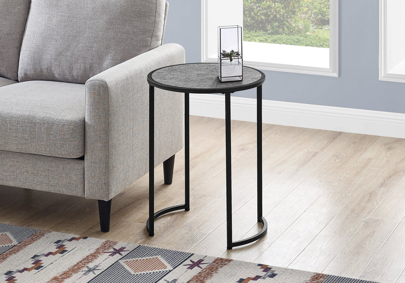 Accent Table - 24"H / Grey Stone-Look / Black Metal - I 2206
