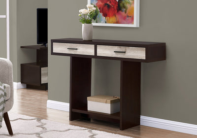 Accent Table - 48"L / Cappuccino / Taupe Reclaimed Wood - I 2817