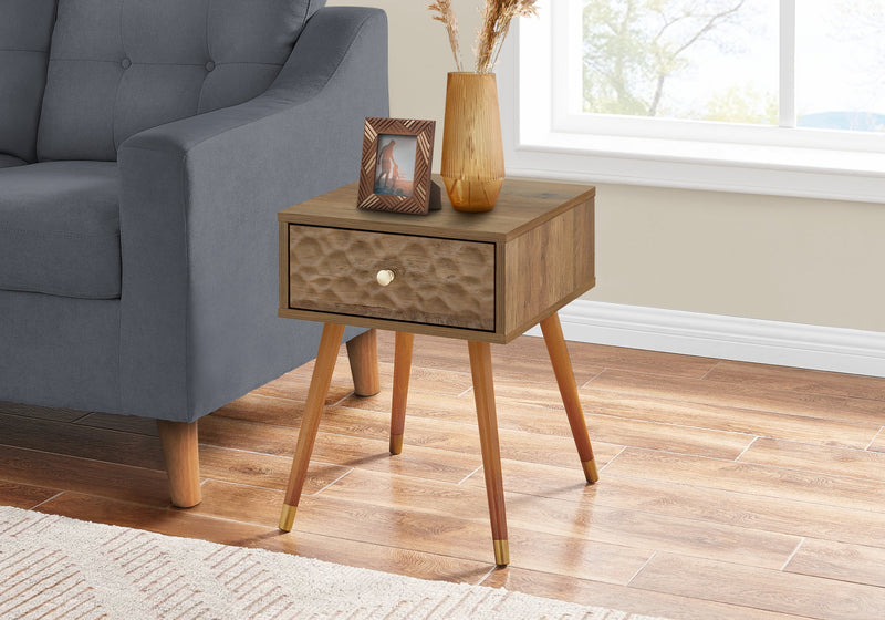Accent Table - 20"H / Walnut Mid-Century With A Drawer - I 2837