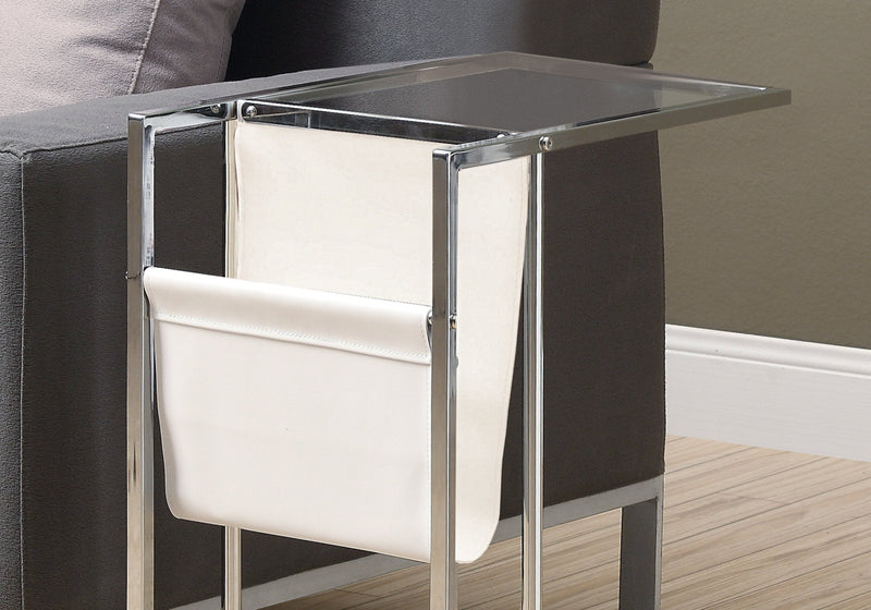Accent Table - White / Chrome Metal With A Magazine Rack - I 3034