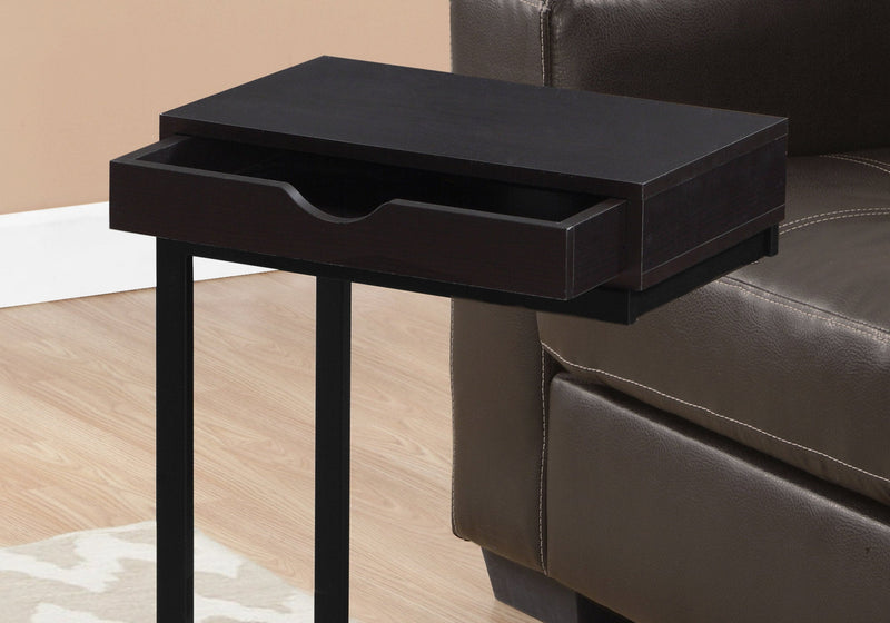Accent Table - Cappuccino / Black Metal With A Drawer - I 3069