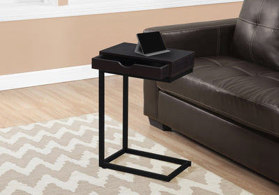 Accent Table - Cappuccino / Black Metal With A Drawer - I 3069