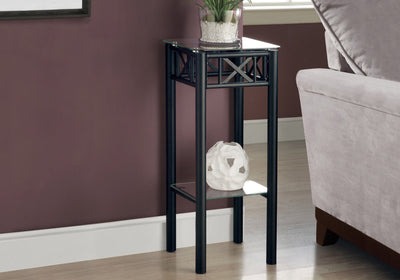 Accent Table - Black Metal With Tempered Glass - I 3078