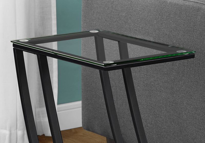 Accent Table - Black Metal With Tempered Glass - I 3089