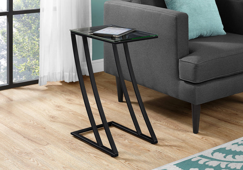 Accent Table - Black Metal With Tempered Glass - I 3089