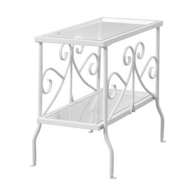 Accent Table - White Metal With Tempered Glass - I 3105