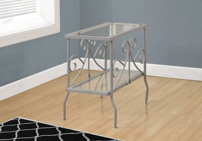 Accent Table - Silver Metal With Tempered Glass - I 3106