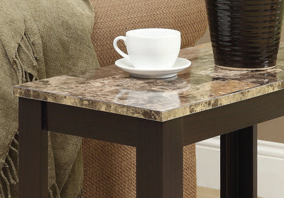 Accent Table - Cappuccino / Marble Top - I 3114