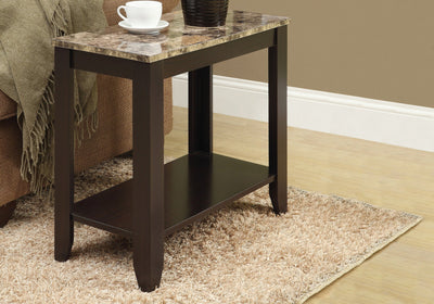 Accent Table - Cappuccino / Marble Top - I 3114