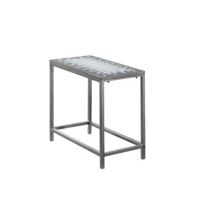 Accent Table - Grey / Blue Tile Top / Hammered Silver - I 3143