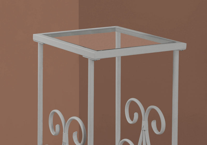 Accent Table - 30"H / Silver Metal With Tempered Glass - I 3158