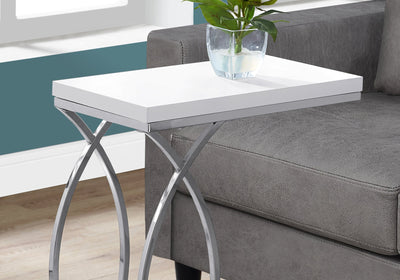 Accent Table - Glossy White With Chrome Metal - I 3184