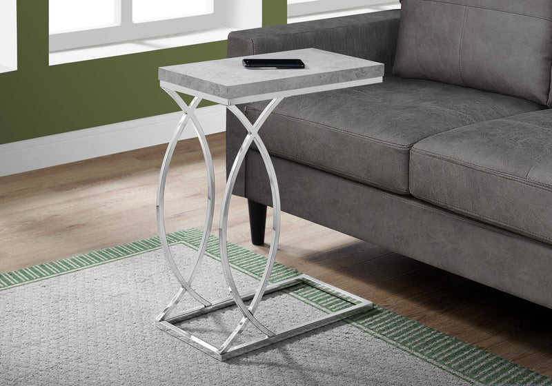 Accent Table - Grey Cement With Chrome Metal - I 3185