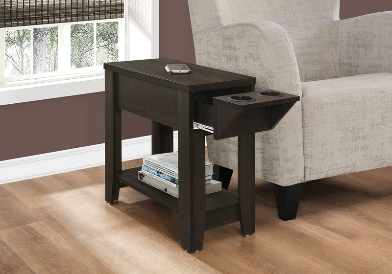 Accent Table - 23"H / Cappuccino With A Glass Holder - I 3197