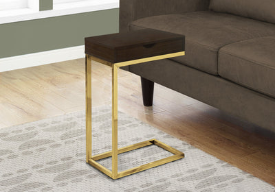 Accent Table - Cappuccino / Gold Metal With A Drawer - I 3236