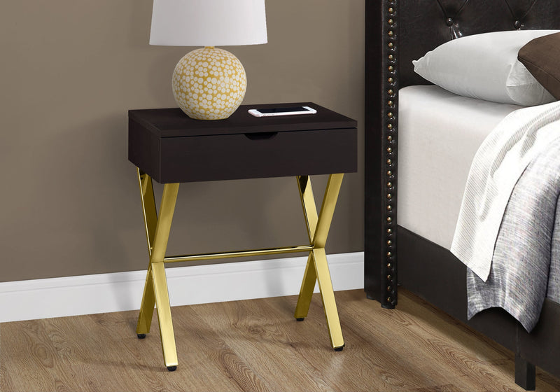Accent Table - 24"H / Cappuccino / Gold Metal - I 3261