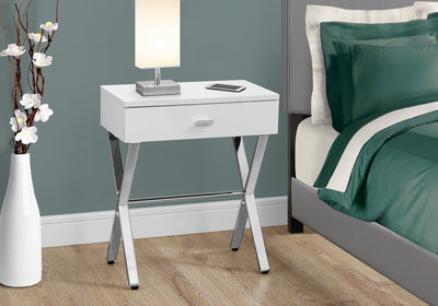 Accent Table - 24"H / Glossy White / Chrome Metal - I 3262
