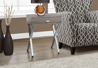 Accent Table - 24"H / Dark Taupe / Chrome Metal - I 3263