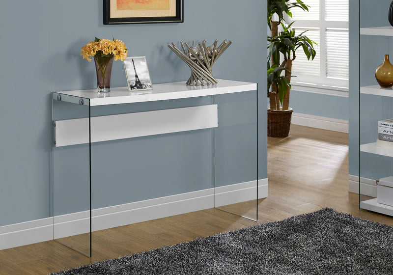 Accent Table - 44"L / Glossy White / Tempered Glass - I 3288