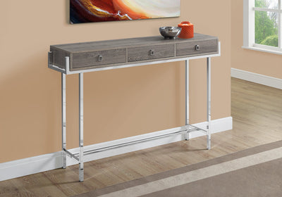 Accent Table - 48"L / Dark Taupe / Chrome Metal - I 3299
