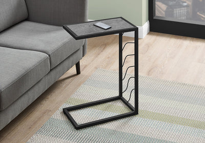Accent Table - 25"H / Grey Stone-Look / Black Metal - I 3301