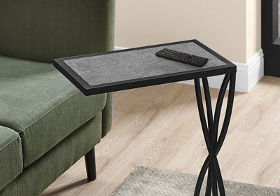 Accent Table - 25"H / Grey Stone-Look / Black Metal - I 3305