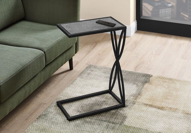 Accent Table - 25"H / Grey Stone-Look / Black Metal - I 3305