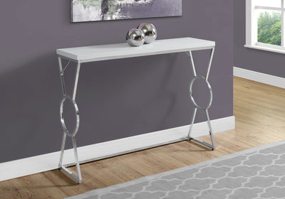 Accent Table - 42"L / Glossy White / Chrome Metal - I 3402