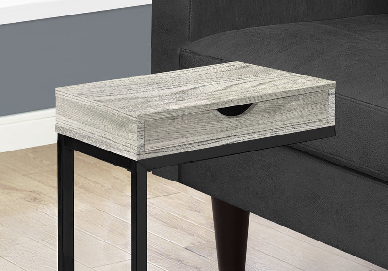 Accent Table - Grey Reclaimed Wood-Look / Black / Drawer - I 3407