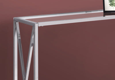 Accent Table - 42"L / Chrome Metal With Tempered Glass - I 3442