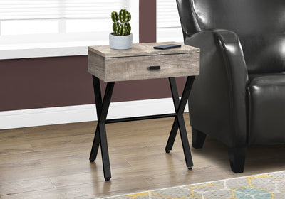 Accent Table - 24"H / Taupe Reclaimed Wood / Black Metal - I 3452