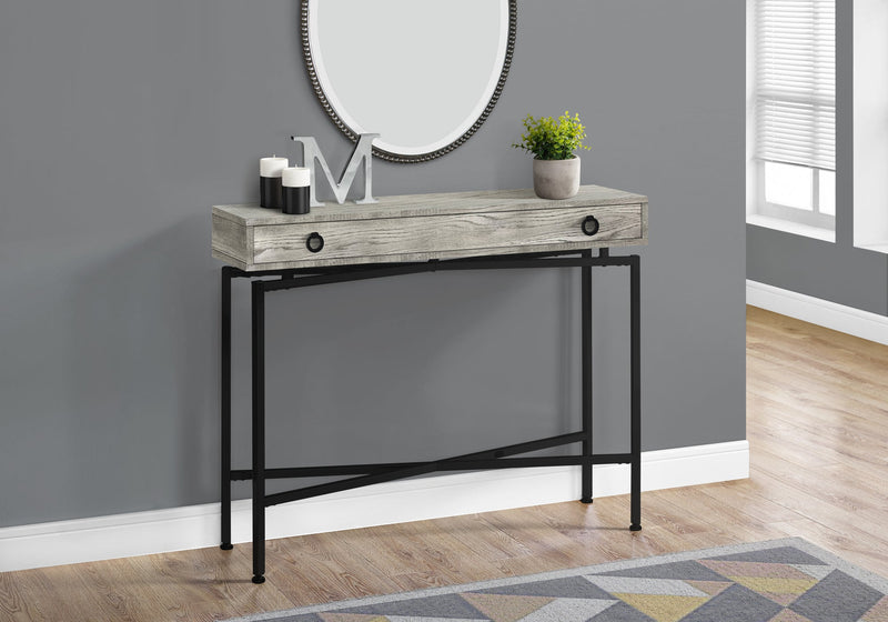 Accent Table - 42"L / Grey Reclaimed Wood / Black Console - I 3454