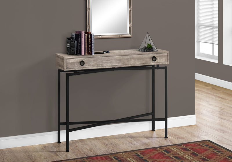 Accent Table - 42"L / Taupe Reclaimed Wood/ Black Console - I 3455