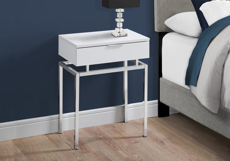 Accent Table - 24"H / Glossy White / Chrome Metal - I 3460