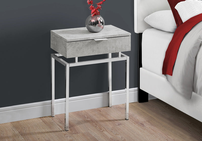 Accent Table - 24"H / Grey Cement / Chrome Metal - I 3461