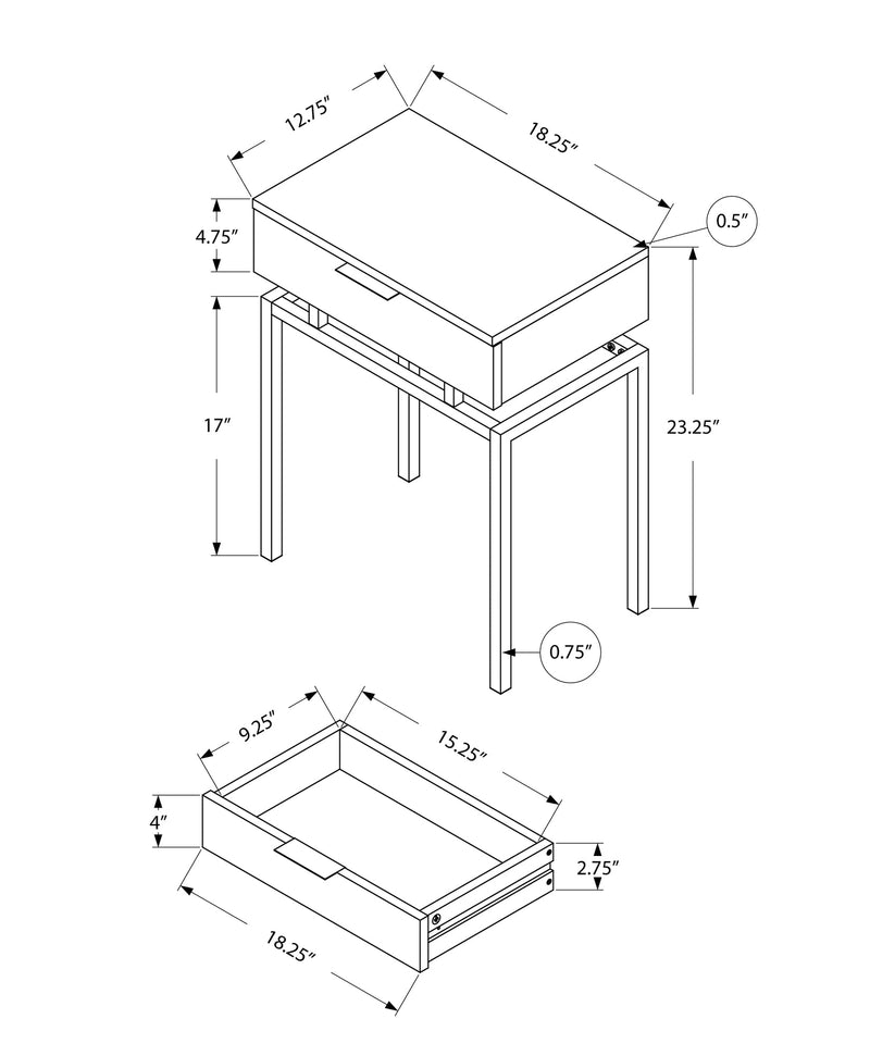 Accent Table - 24"H / Grey Cement / Chrome Metal - I 3461