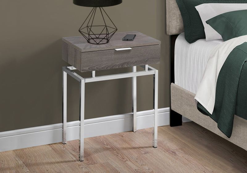 Accent Table - 24"H / Dark Taupe / Chrome Metal - I 3465