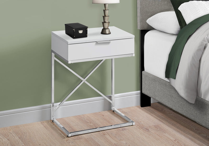 Accent Table - 24"H / Glossy White / Chrome Metal - I 3470
